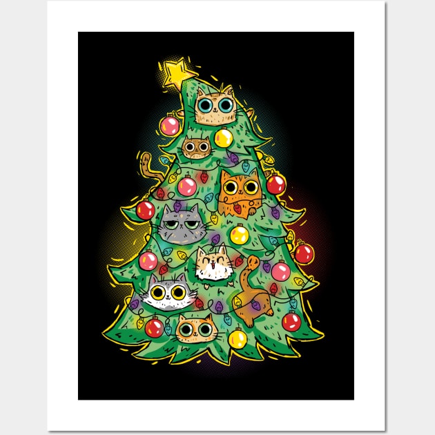 Christmas Tree Cats Wall Art by Norse Dog Studio